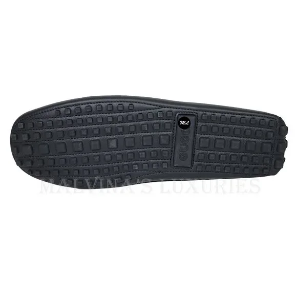 GUCCI SHOES MENS BLACK LEATHER HORSEBIT LOGO DRIVER LOAFERS w WEB sz 13 13.5 - Picture 14 of 16